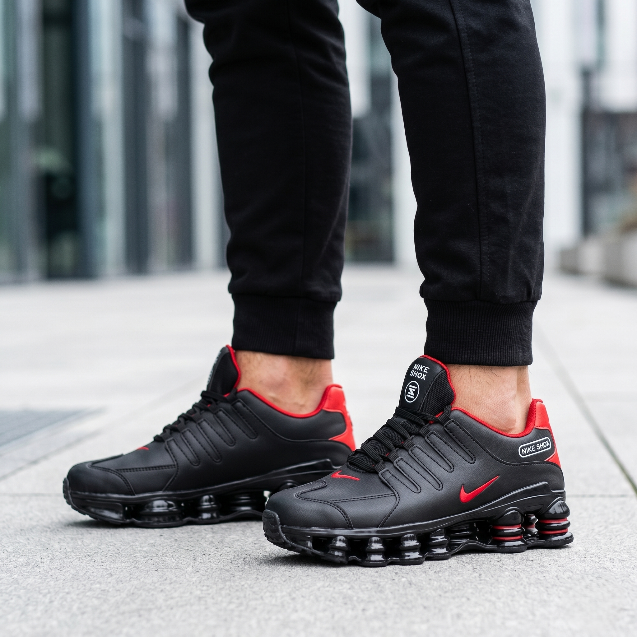NK SHOX color Negro Rojo